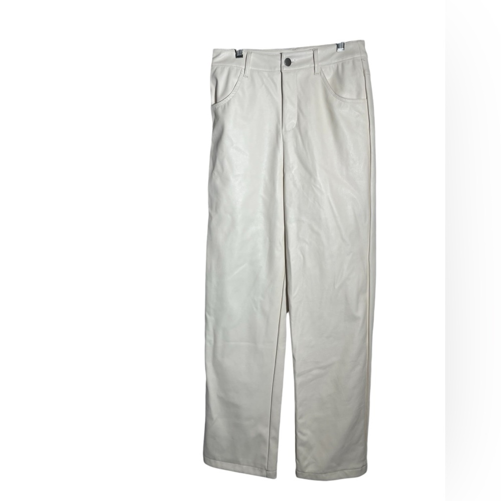 TIC TOK LA pants size small‎ faux leather ivory cream high rise pants ❤️❤️